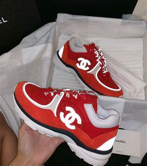 chanel red sneakers|authentic chanel sneakers.